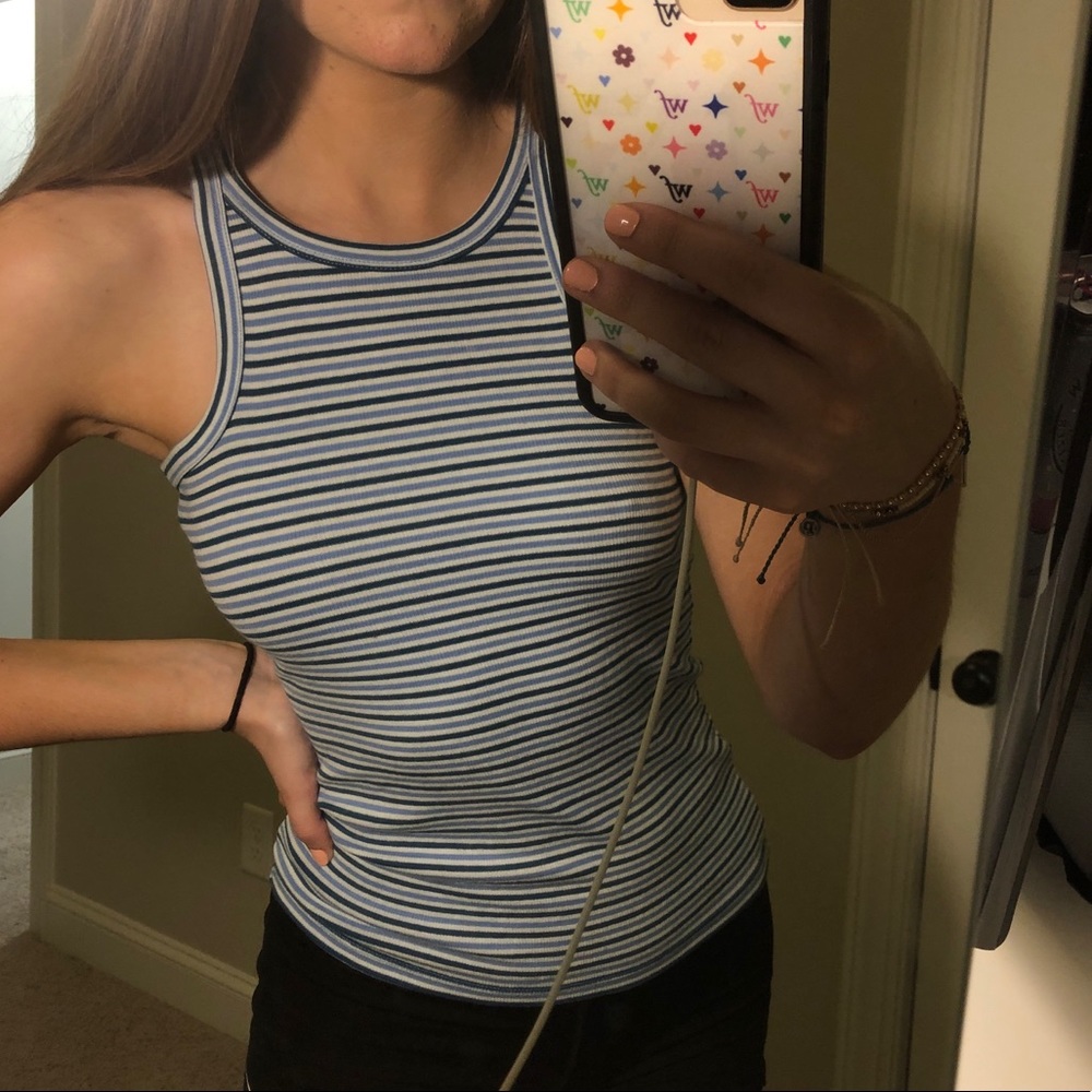 striped high neck tank